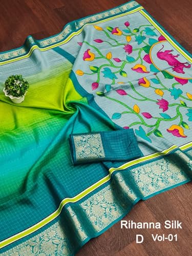 Image of Kashmiri Print Tussar Silk Saree for Women with Unstitched Blouse Piece for All Occasions