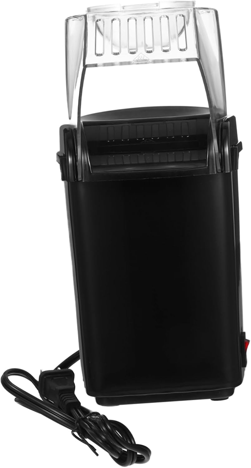Electric Hot Air Popcorn Maker Automatic Butter Popcorn Healthy Snack Machine with Scoop for Adults Home Movie Nights Party Black