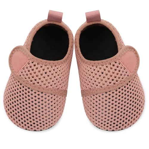 JIASUQI Babys Water Shoes for Girls and Boys Water Shoes for Outdoor Swimming River Pink Mesh 6-12 Months - Thumbnail 5