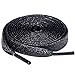 Olukssck 2 paia Lacci Piatti Glitter Metallici Premium, Stringhe Scarpe Sportive, Lacci per Sneakers Resistenti, Lunghezza 80 - 100 - 120 - 140 - 160 cm, Larghezza 10 mm, Nero, 100cm