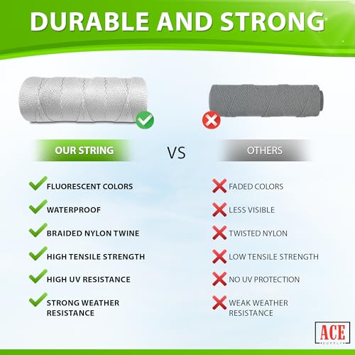 image for ACE Supply White Mason Line String Line - 84 Roll Pack - #18 Braided N