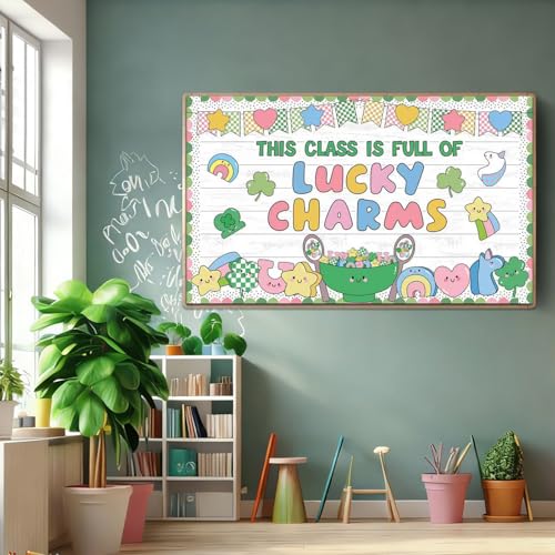 St. Patrick's Day Bulletin Board Decorations Classroom Bulletin Board Set Irish Clover Unicorn Cutouts for School Chalkboard Wall Door St. Patrick's Day Party Supplies — view 4