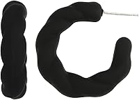 Vista 1 de RUOFFETA Aretes de aro redondos de cuerda trenzada, ligeros en forma de C, para mujeres y niñas