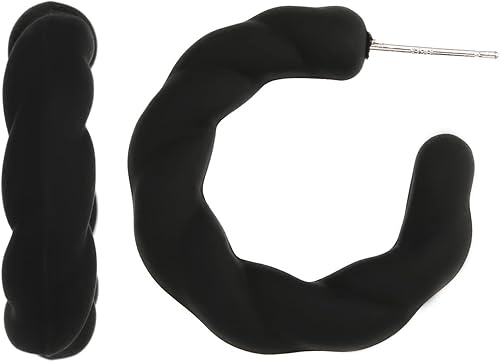RUOFFETA Aretes de aro redondos de cuerda trenzada, ligeros en forma de C, para mujeres y niñas