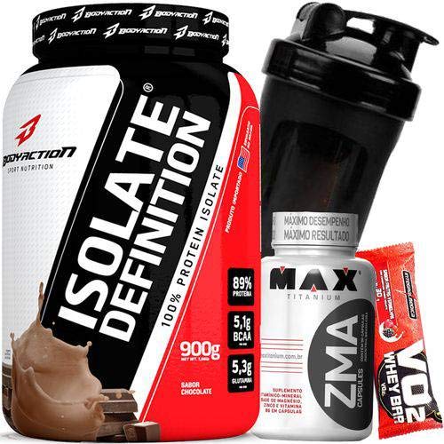 Massa Magra Hipertrofia Muscular Rápido Whey Isolado 900g Puro Sem lactose 0% Gordura + ZMA 90cps Ma