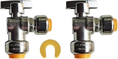 Miniatura 7 de HQMPC Válvula de parada angular, 12 pulgada Ptc x 12 pulgada sin compresión de plomo, válvula de agua de cierre de ángulo con clip de desconexión,