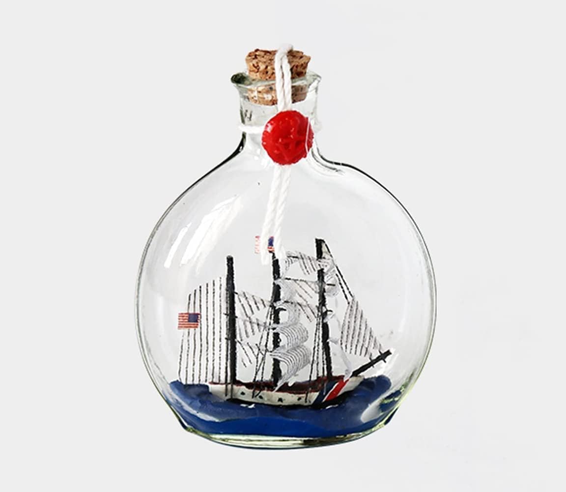 Ship Model Crafts in A Small Vertical Bottle, Sailboat in A Bottle, Ship and Boat Kit Handmade Drift Bottle for Home Bedroom Decoration, Gift for Friends and Family
