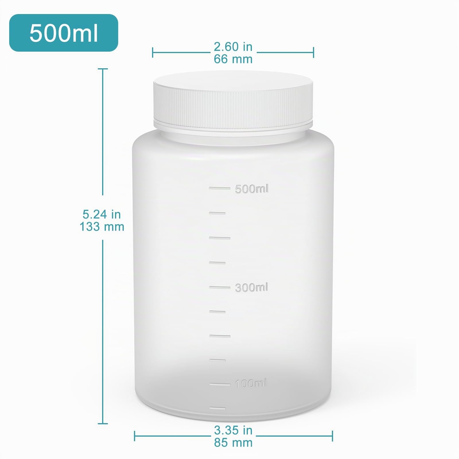 stonylab Weithals-Reagenzflasche mit Enghals, HDPE-Schraubverschluss, Laborbedarf, 2er Pack, 500 ml Kapazität, Langlebig und Chemikalienbeständig