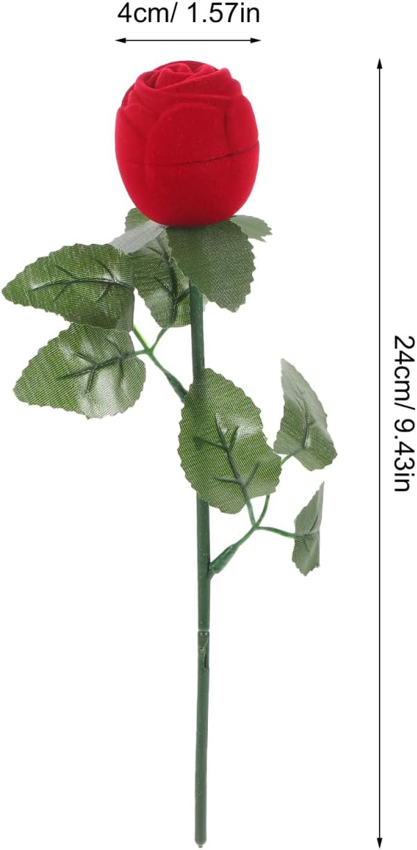 Healeved 10Pcs Valentine Day Red Rose Flower Ring Box Set Romantic Engagement Jewelry Storage Cases for Wedding Proposal Flower Bouquet Ring Case