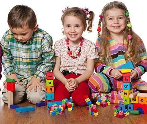 Boao 9 Pieces Fidget Puzzle Wooden Fidget Toy Twist and Lock Sensory Blocks Mini Wooden Flexible Puzzles Stretchable for Boys and Girls Party Favors