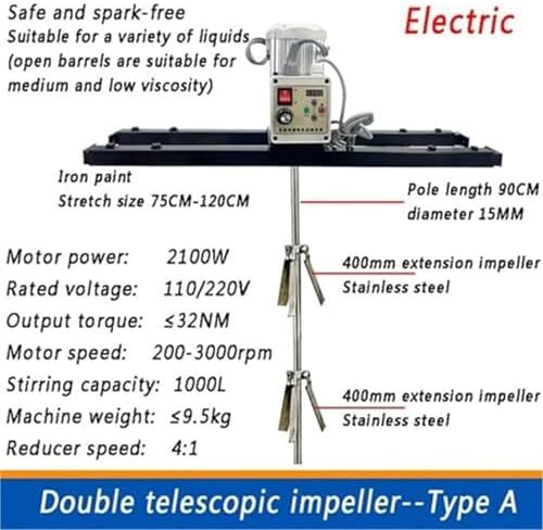 High Torque Electric Tank Mixer 264N, IBC Agitator for Paint & Viscous Liquids, Adjustable 200-3000 RPM, Heavy-Duty Stirring Machine, Efficient Mixing Solution