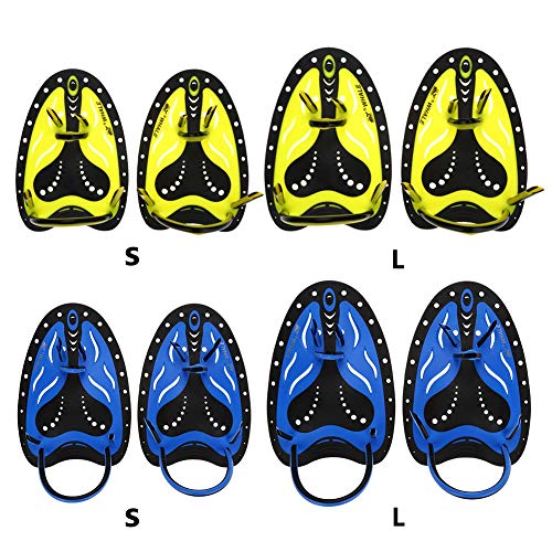 Adjustable Kids Flippers for Swimming Training Hand Fins - Flat Paddles Swim Fins for Kids Children Men Women (Blue L) by MAKABAKA - Image 9
