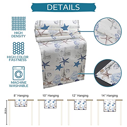 Undersea Starfish Shell And Seahorse Table Runner Dresser Scarves,Linen Burlap Table Runners Cloth For Dinner Holiday Party, Kitchen Decor Coastal Nautical Anchor 13X70Inch #TOP6