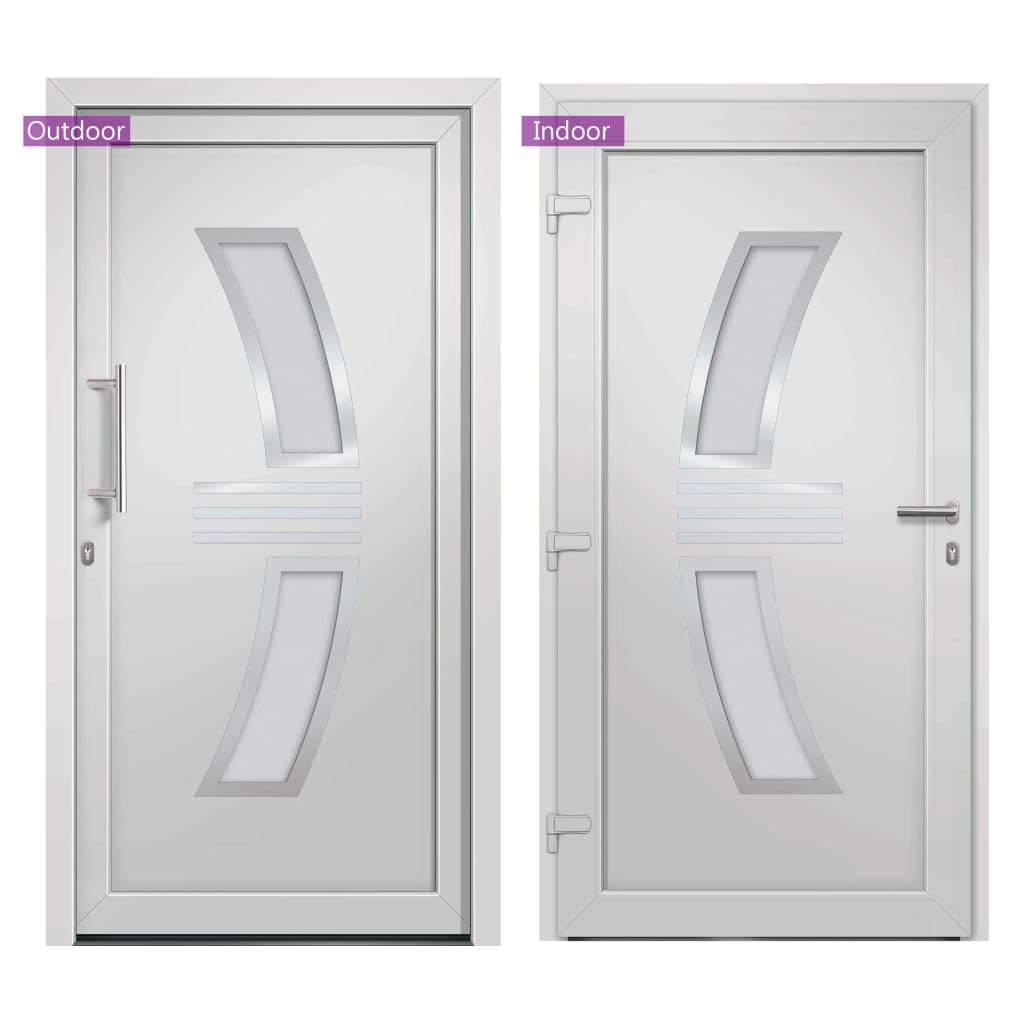 Porta di Ingresso Bianca, 98x208 cm con isolamento termico ISO 4-12-4, telaio in PVC e alluminio con rinforzo in acciaio 1,2 mm, cerniere 3D regolabili e 5 serrature a fungo, per abitazioni residenzia