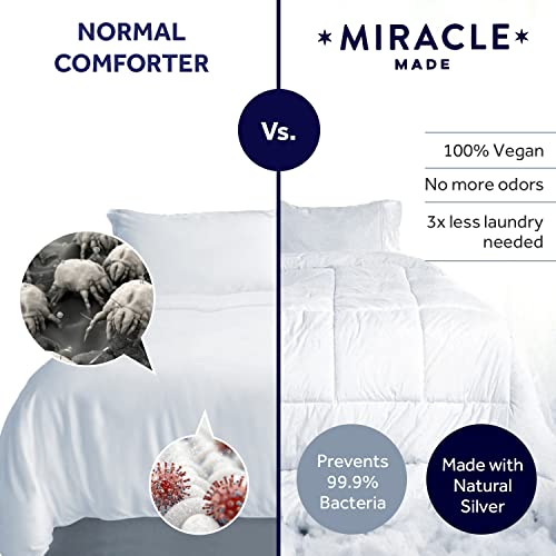Miracle Made Comforter - King/Cali King - 3 Temperature Zone Ultra Cool Breathable Duvet Insert Silver Infused Prevents 99.9% Of Dust Growth, All Season Fluffy Comforter, Bedding #TOP2