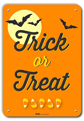 Panneau Trick or Treat 25,4 x 35,6 cm en aluminium de qualité supérieure orange lunaire