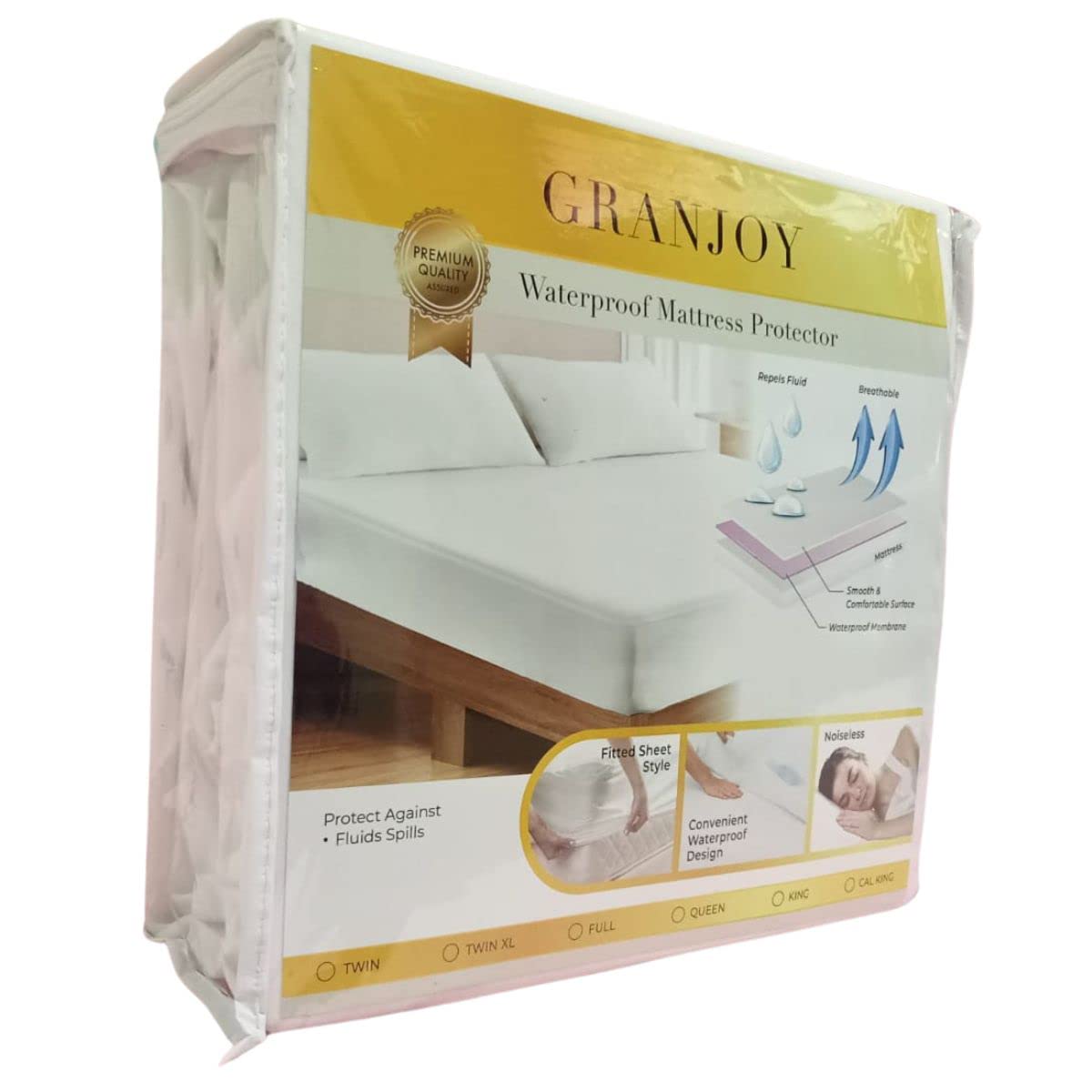 GRANJOY Fitted Mattress Protector Waterproof Mattress Protectors Covers (California King)