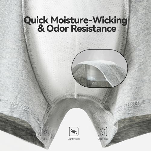 Verdancy Men's 40S Cotton Boxer Briefs Trunks Soft Underwear Shorts Breathable No Side Seams Stretchable Waistband Multipack3