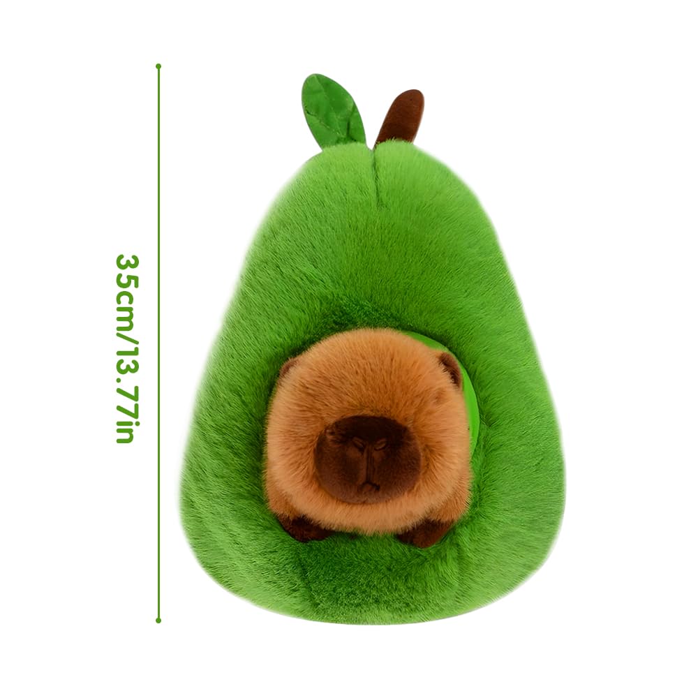 XPJBKC 2 in1 Capybara Cuddly Toy, 35CM Avocado Peluche Giocattolo, Rimovibile, Soft Stuffed Toy Peluche per Casa Decorazione Bambini