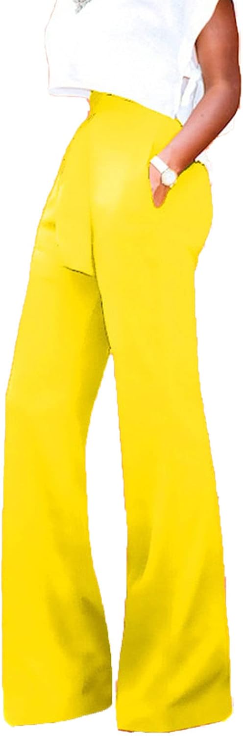 Women Casual Fashion Sexy Flared Pants High-Waisted Flared Stretch with Belt Pants Personality Bell Classic Pants
