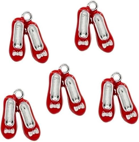 WsjiaboFux 5Pcs Red Creative Shoes Pendants Silver Alloy Ton