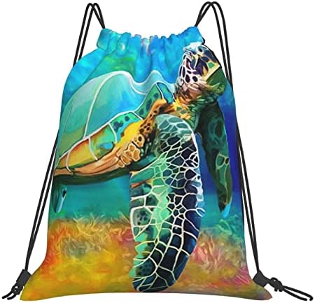 fupzfem Turtle Drawstring Backpack for Men Women Sport Gym Yoga Travel Cinch String Bag Casual Sack Water Resistant