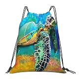 fupzfem Turtle Drawstring Backpack for Men Women Sport Gym Yoga Travel Cinch String Bag Casual Sack