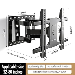 CUCKQUIC Staffa da Parete per TV, Supporto da Parete per TV Ad Angolo Girevole E Inclinabile, Staffa TV Estensibile Regolabile Universale 32~80 inch Six Arm