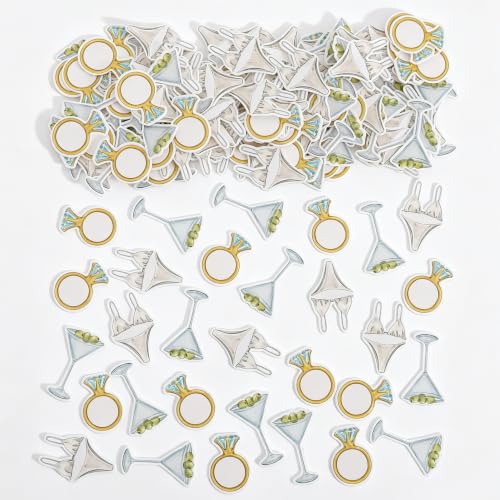 Bachelorette Party Confetti, Martini Glass Diamond Ring Lingerie Paper Table Scatter, Bridal Shower Wedding Engagement Party Table Decorations(Rose Gold)
