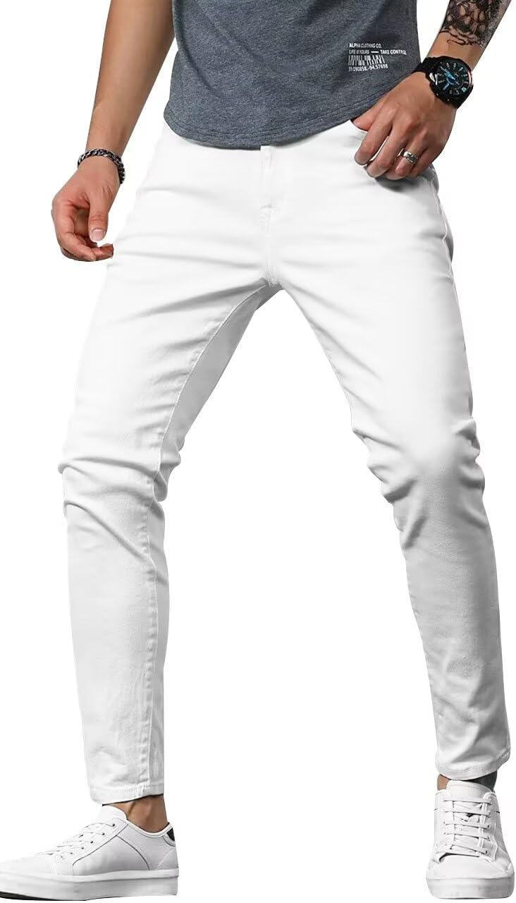 HUNGSON Mens Slim Fit Jeans Skinny Stretch Denim Pants for Men Straight Fit - Image 2