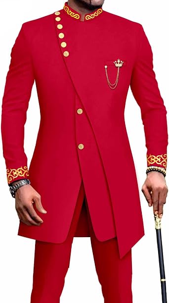 African Suits for Men Solid Jackets and Pants 2 Piece Groomsman Suit Business Dress Party Suit