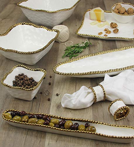 Pampa Bay Golden Salerno Porcelain Large Square Salad Bowl #TOP6