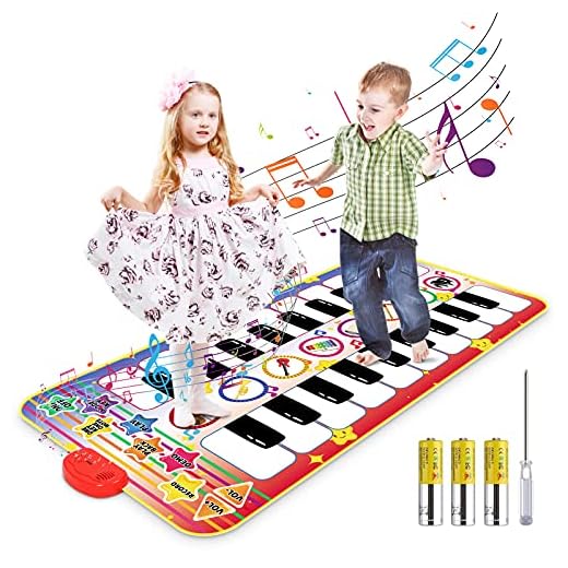 Magicfun Kids Electronic Piano Mat, Duet Musical Keyboard Toy for 3+ Years Old Boy Girl, Double-Way Dance Learn Pad with 8 Instrument Sounds, Early Education Playmat for Toddler Gift(55.1x27.5 in)