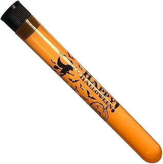 (Custom Prints) Halloween, 16x125mm Orange Test Tubes with Black Hollow Bottom Caps, Polypropylene, Karter Scientific (Pack of 50)