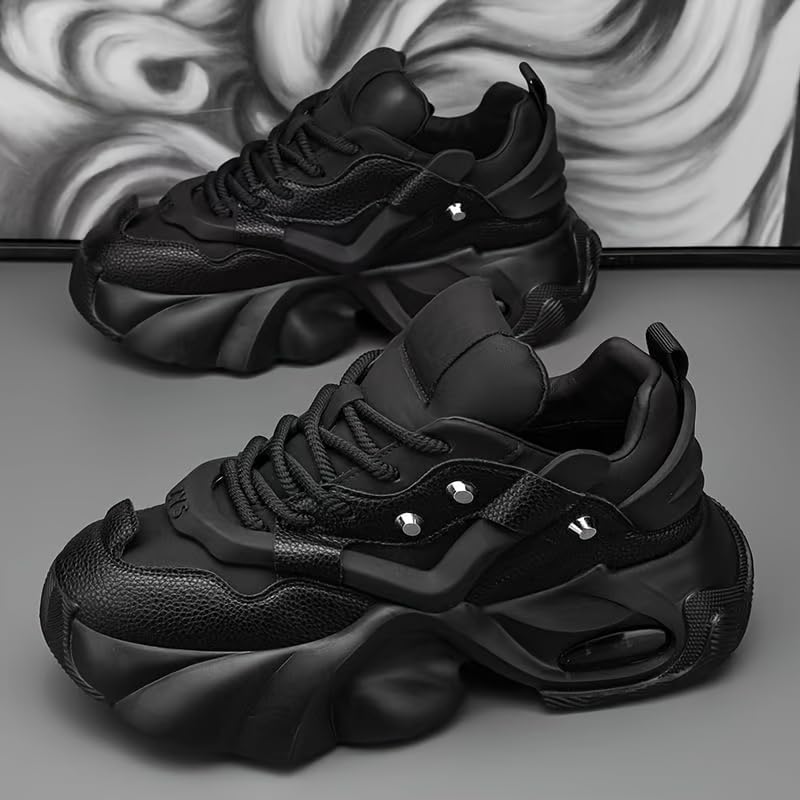 Summer Men's High-Top Sneakers: Durable Thick Sole Lace-Up Casual Shoes for Outdoor & Everyday Wear - Image 3