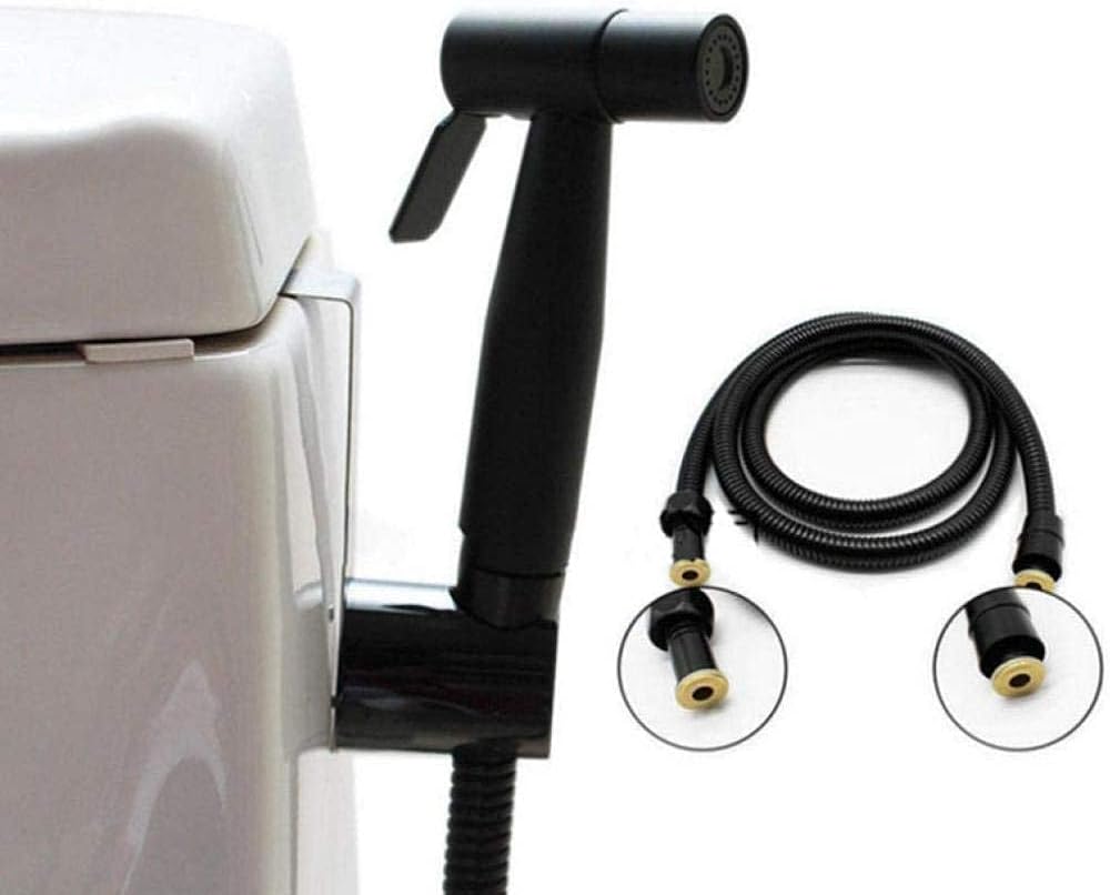 Sprayer Kit Hand Held ShowerTap Spray - Black Stainless SteelThree-Piece Toilet Mate Flusher Spray Gun with Stainless Steel Tube Wall Mounted