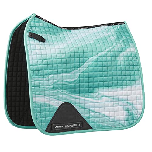WeatherBeeta Prime Marble Dressage Saddle Pad, Turquoise Swirl Marble Print, Full