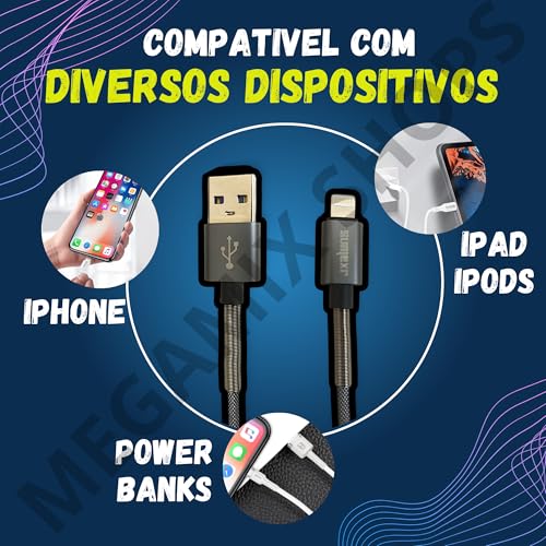 Cabo Iphone 11, 12, 13, 14 Pro Max Cabo Para Iphone + Item Surpresa Cabo Iphone Usbc com Molas De Aç