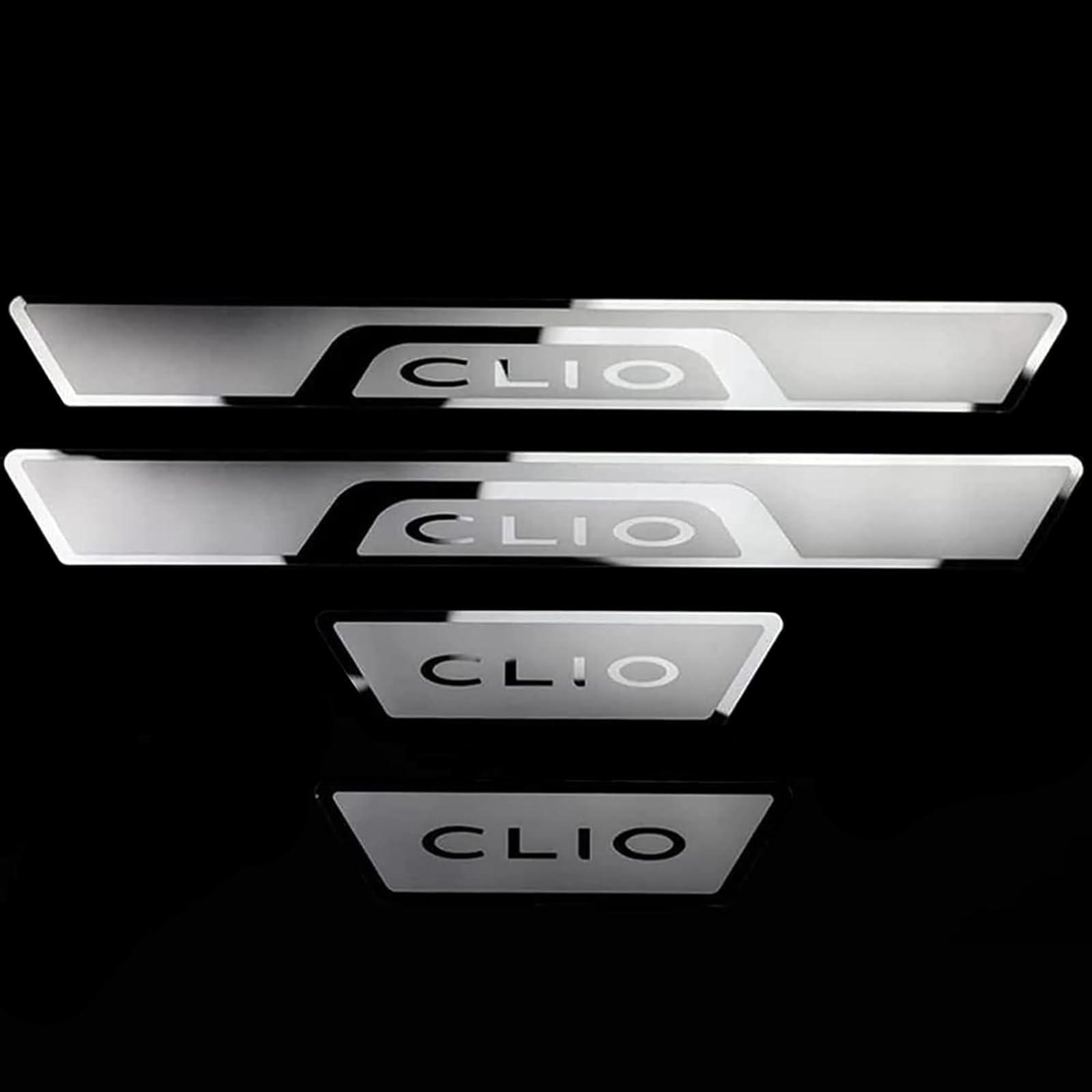 Klhywen Silver 4Pcs Car Door Sill Protector Strips Stainless Steel Threshold Protective Film Kick Plate Cover Sticker For Ren-Ault Clio 2019 2020 Car Accessories,