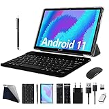 FEONAL Tablet 10 Zoll Android 11, 4G LTE Tablet PC Mit 2 SIM 1 SD Slot 4GB RAM 64GB ROM 128GB TF Mit Tastatur Maus Stift, 13 MP, 6000mAh Akku, 1.6GhzOcta-Core, 1080 FHD| Wi-Fi | GPS | Bluetooth-Grau