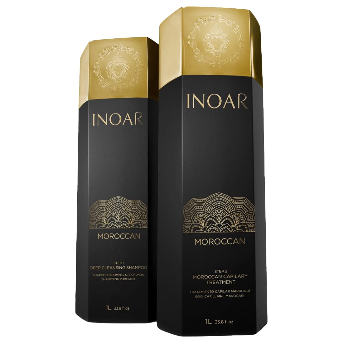INOAR &ndash; Moroccan Smoothing Treatment Set with Keratin - Deep Cleansing Shampoo, Keratin Treatment, Reduces Frizz, Straighten Hair Treatment, Vegan Hair Products for Men and Women (8.4 oz. each)
