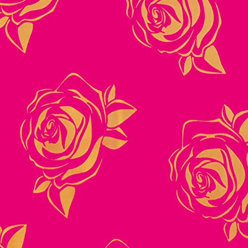 Infinite Pack Large 15"x18"(100pcs) Golden Roses Printed on Pink Merchandise Bag, Retail Shopping Bags, 1.75 Mil Reusable Plastic Bags by Infinite Pack - Image 3