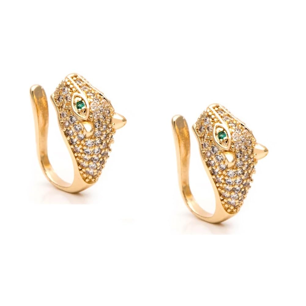 El Regalo 1 Pair Elegant Non Pierced CZ Crystal Leopard Head Ear Cuff - Bagheera Clip On Cartilage Cuff Earrings for Girls & Women (B0D2Y4DM56) Amazon Price History, Amazon Price Tracker