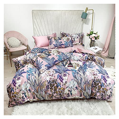 XYZMDJ Juego de ropa de cama con estampado multic de color algodón suave rey king juego (Color : A, Size : Queen size 4pcs) Cover