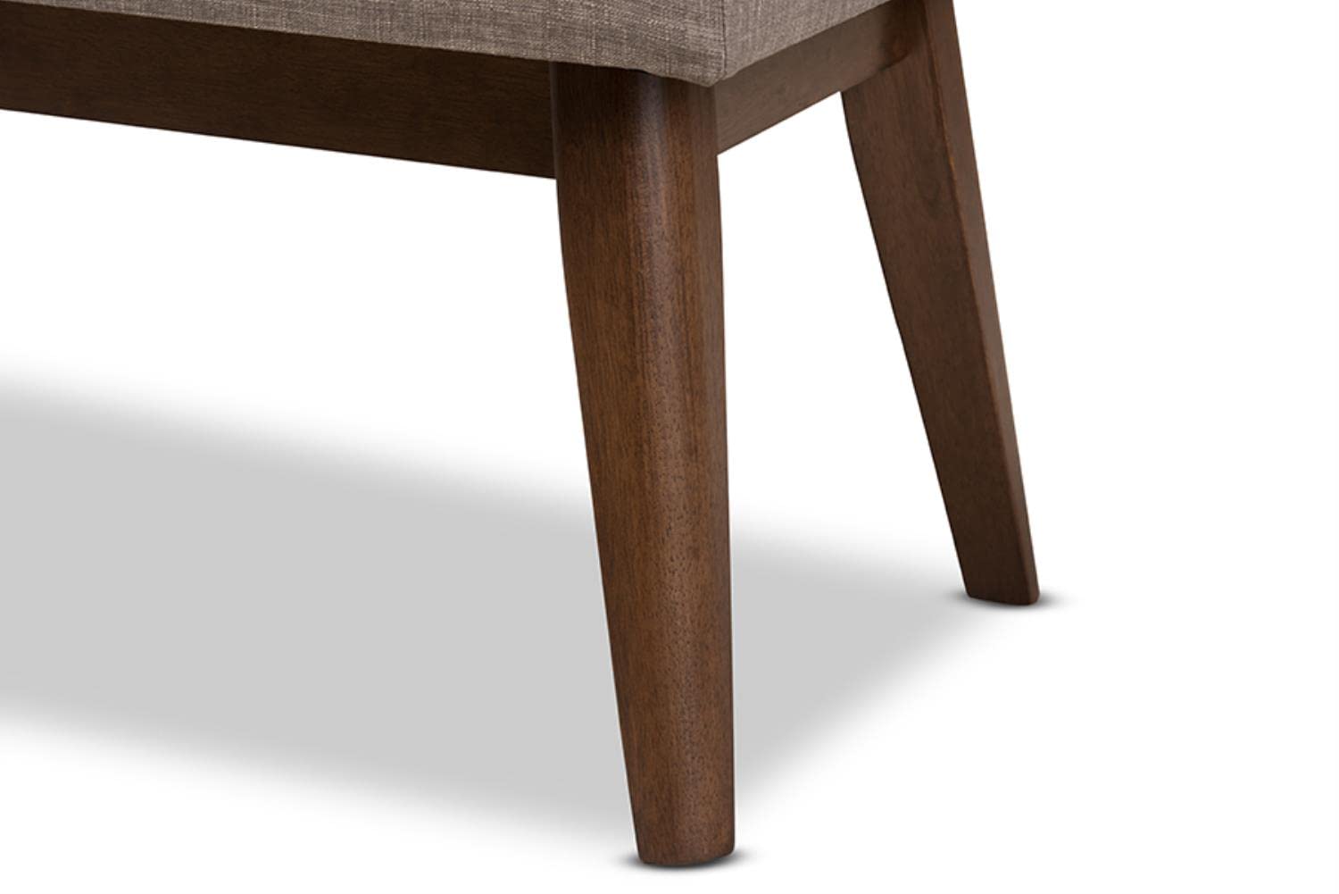 Baxton Studio Elia Panca Moderna Mid-Century – Imbottita In Tessuto Grigio Chiaro, Struttura In Legno Di Noce, Con Bottoni Trapuntati, Dimensioni 109x40x45 Cm