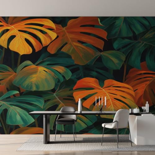 Fresque Murale Intissé Salon Motif Feuillage Vert 300x210 - 5