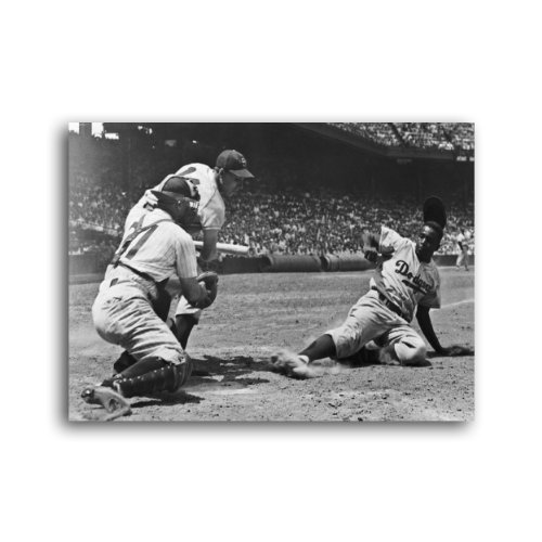 MLB Brooklyn Dodgers Artissimo Jackie Robinson Slide 20" x 30" Canvas