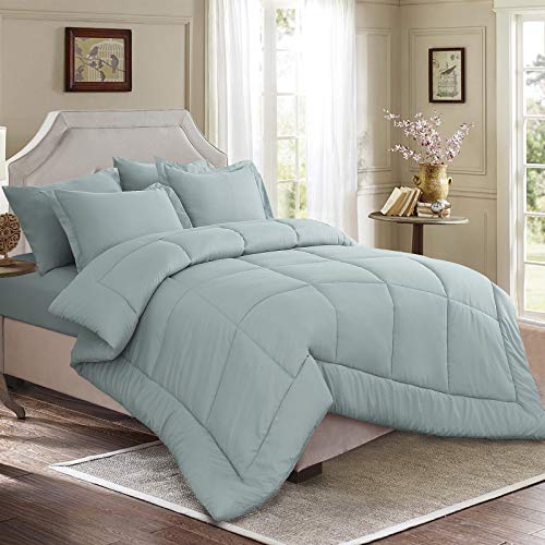Emme Twin Comforter Set Bed In A Bag 5 Pieces, Down Alternative Brushed Bedding With Sheets, Soft And Comfortable Solid Bed Set For All Season (Twin/Twin Xl, Aqua Blue) #TOP2