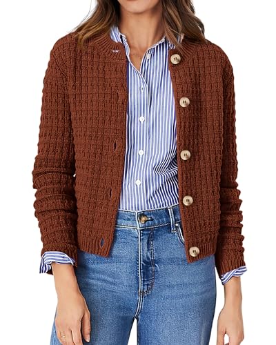 PRETTYGARDEN Women's Knit Cardigan Sweaters Casual Long Sleeve Open Front