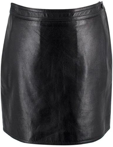Minifalda de Cuero Negro de Saint Laurent de Segunda Mano